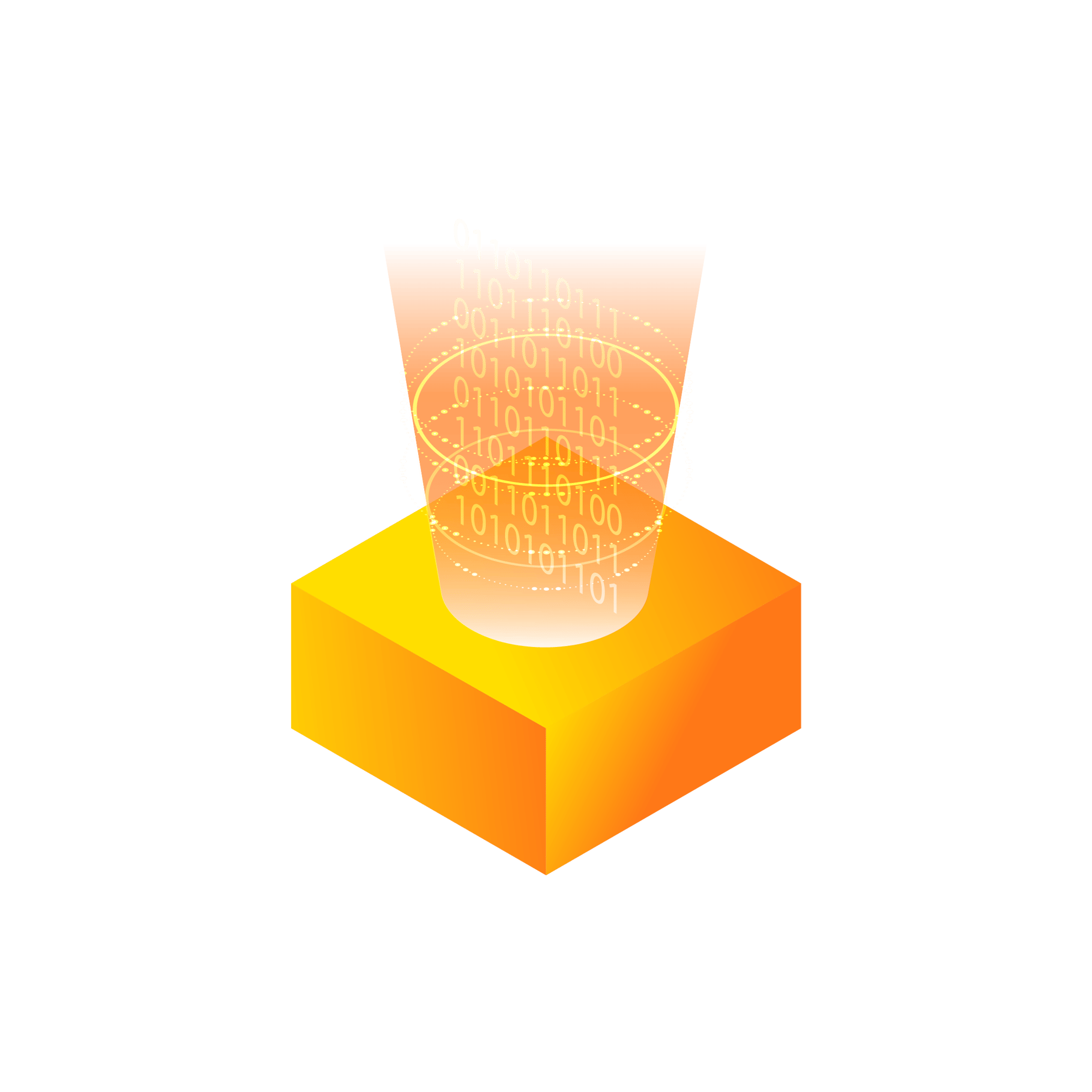 A swirl of data emerges from a block of data